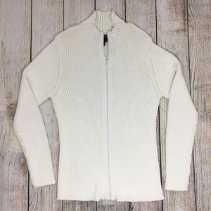 Juliana Collezione White Cream Sparkle Sweater Zip